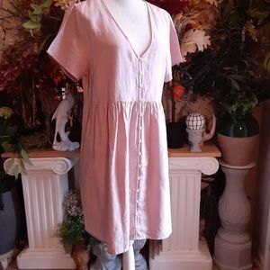Madewell, Linen Blend, Full Button Front Dress, SS, Size Large